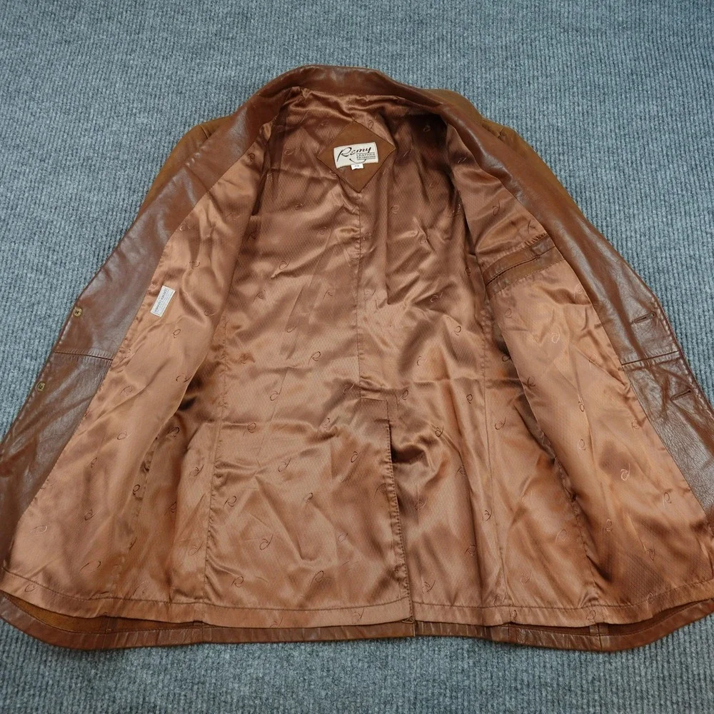Vintage Remy Blazer Mens 42 Brown Leather Sport Coat 2 Button Jacket Butter Soft